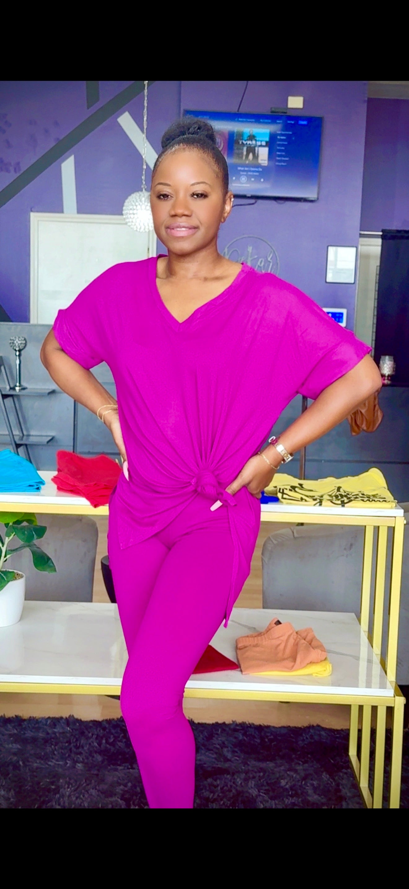 Plum Relaxed Set-Short Sleeve