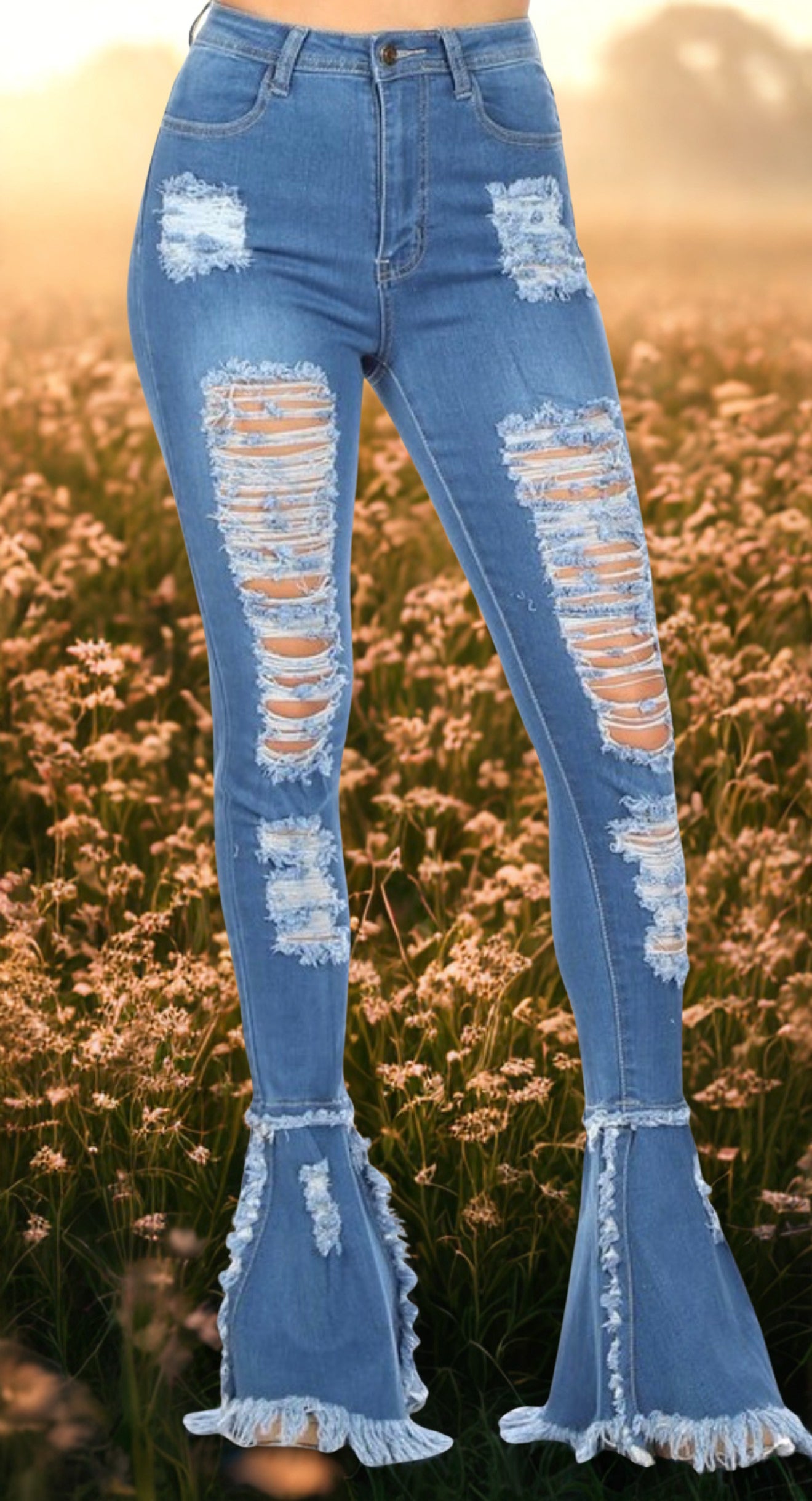 “Luna” Destroyed Denim Jeans