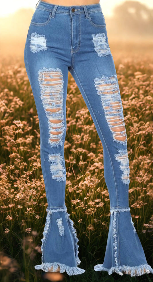 “Luna” Destroyed Denim Jeans